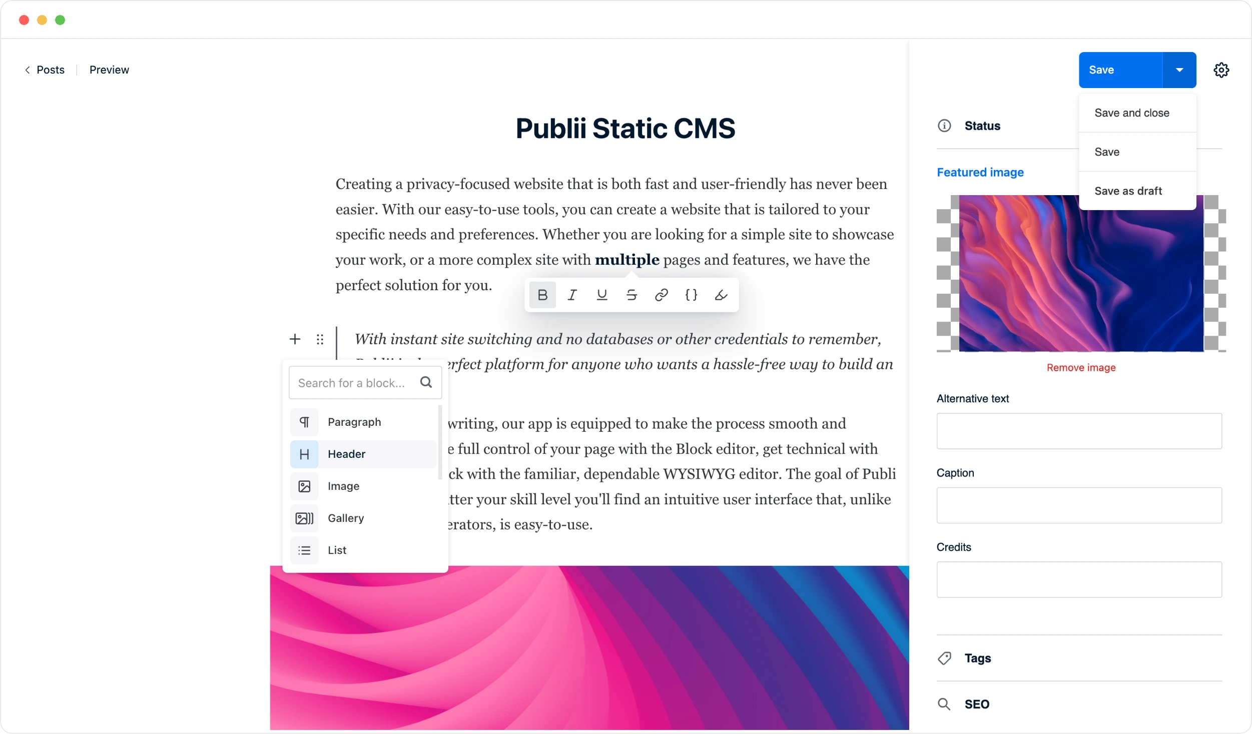 Publii for Mac 0.45.2 内容管理系统（CMS）